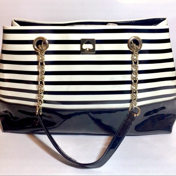 kate spade Handbags - Kate Spade Black & White Patent Leather Elena